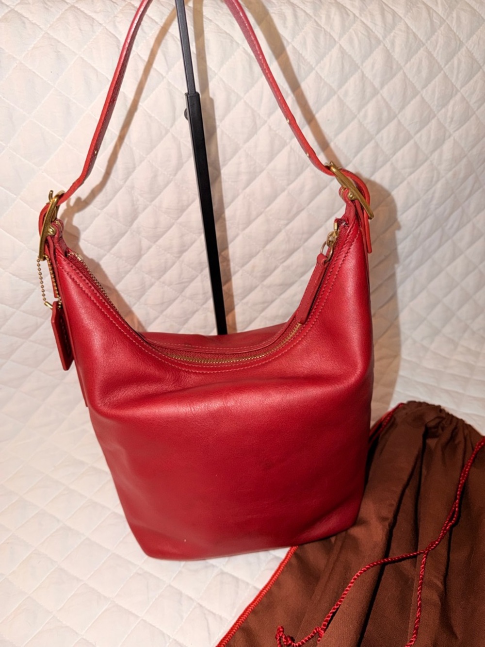 Coach Red Leather Shoulder hobo Vintage - Picture 9 of 16